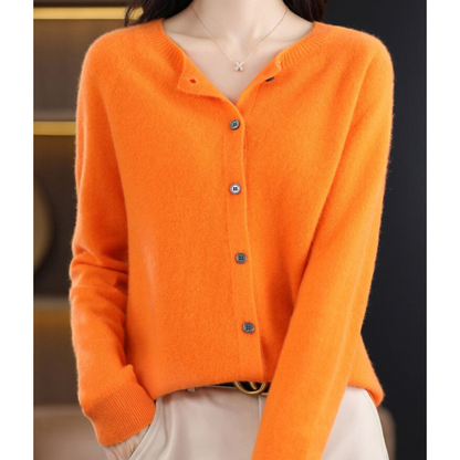 Marion | Damen Herbst Wollstrickjacke mit Knöpfen