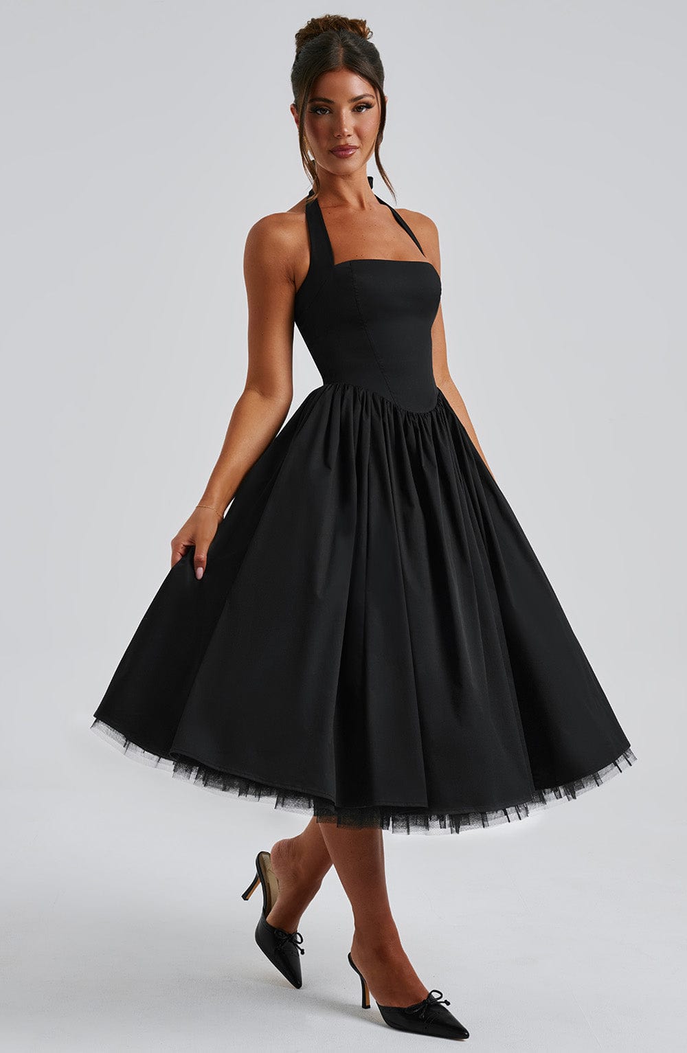 Helga | Damen Halter Midi Kleid für Hochzeitsgäste