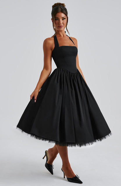 Helga | Damen Halter Midi Kleid für Hochzeitsgäste