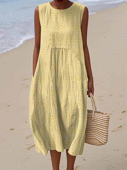 Beatrice | Damen Ärmelloses Boho-Midikleid für den Strand