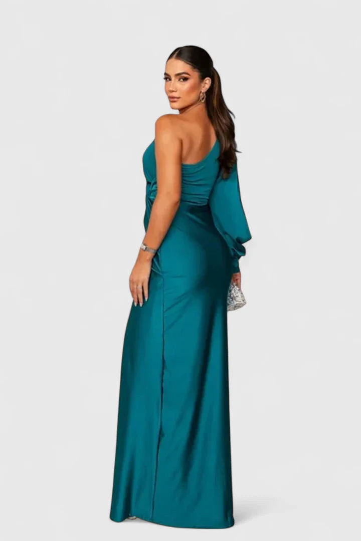 Magdalena | Damen Abendkleid mit Einer Schulter und Raffung