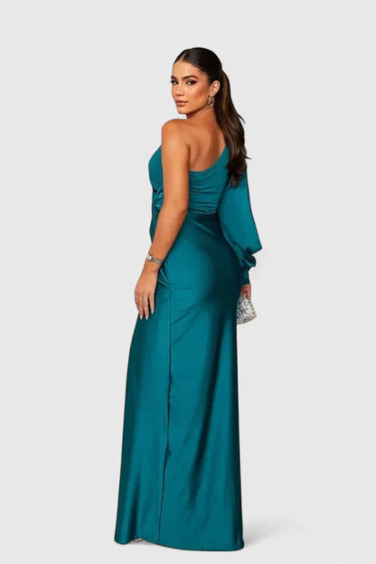 Magdalena | Damen Abendkleid mit Einer Schulter und Raffung