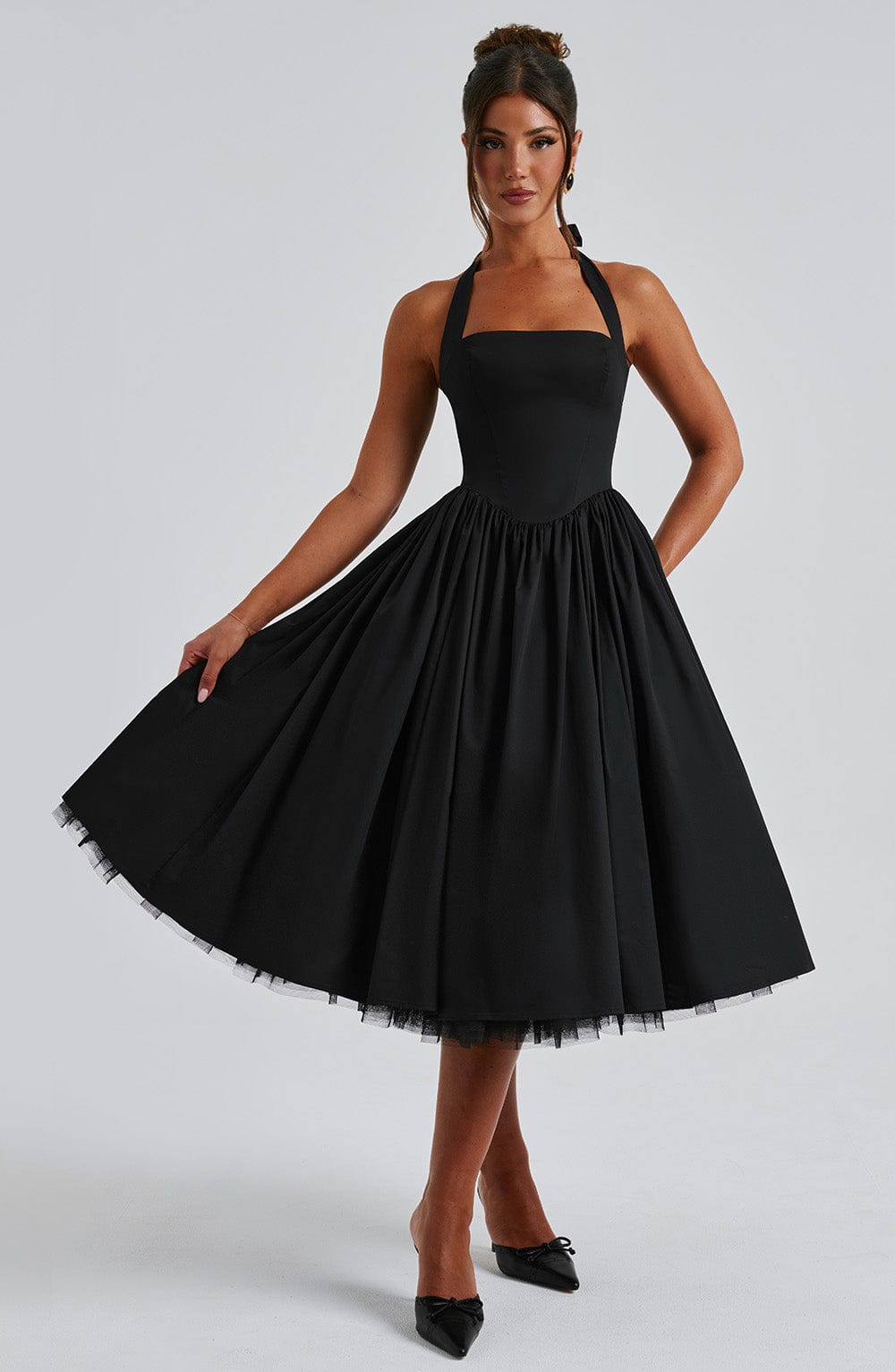 Helga | Damen Halter Midi Kleid für Hochzeitsgäste