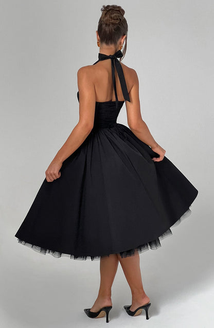 Helga | Damen Halter Midi Kleid für Hochzeitsgäste