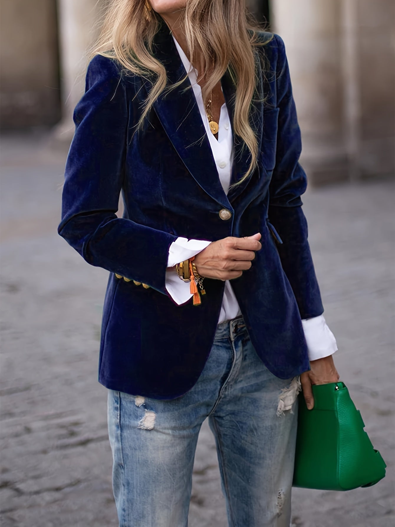 Maja | Damen Trendiger Weicher Samt-Blazer im Casual-Fit