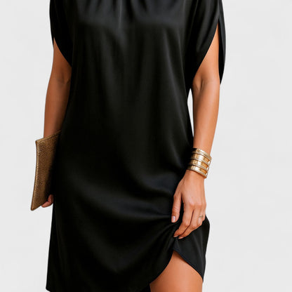 Theresa | Damen Lockeres Minikleid mit Hohem Kragen
