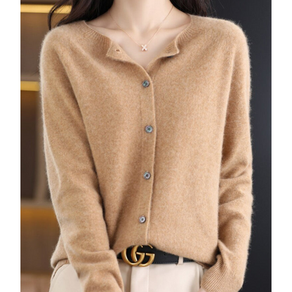 Marion | Damen Herbst Wollstrickjacke mit Knöpfen