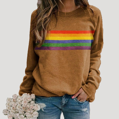 Helene | Damen Frühlings Freizeit-Sweatshirt mit Regenbogenstreifen