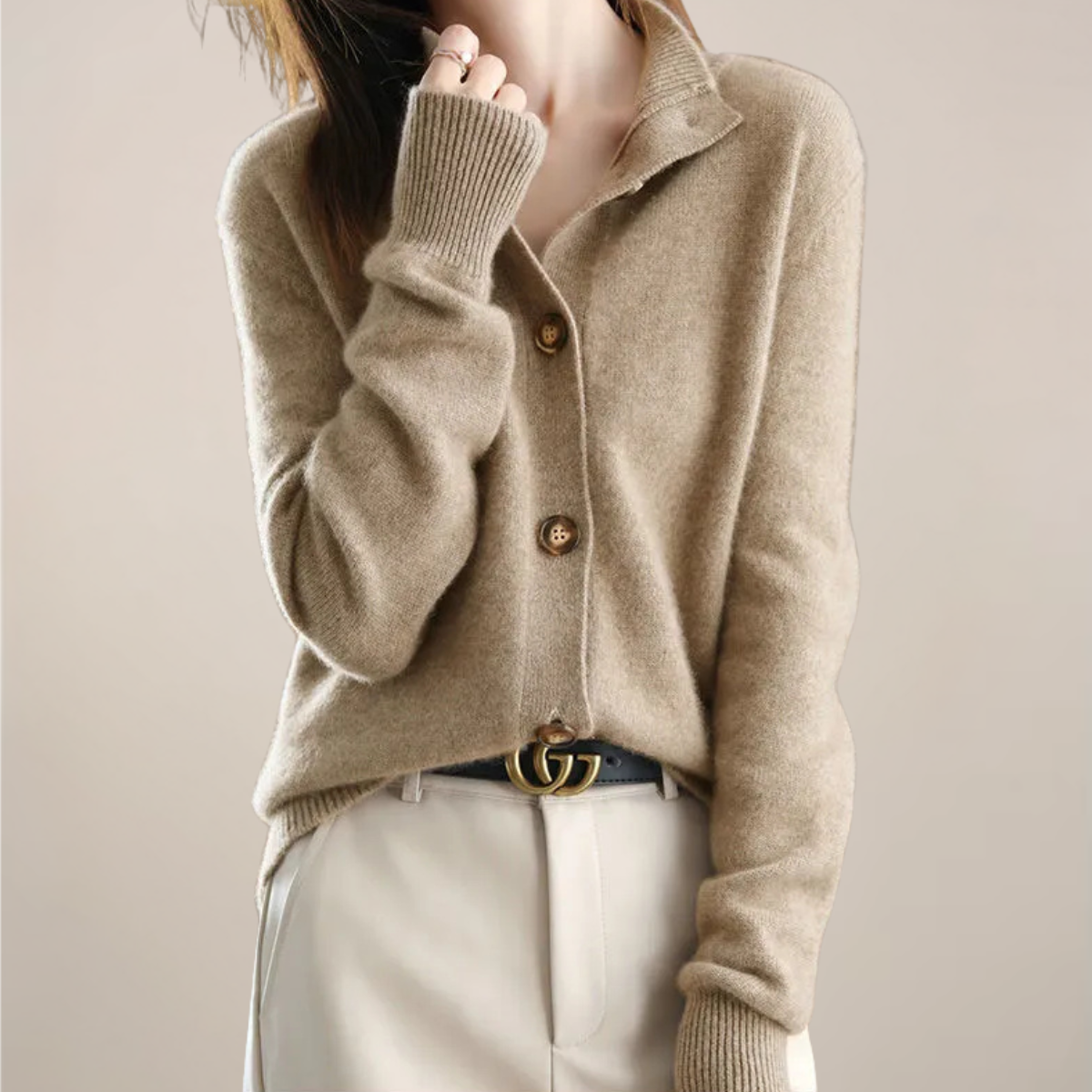 Carmen | Damen Frühling Cardigan mit Kragen und Knöpfen