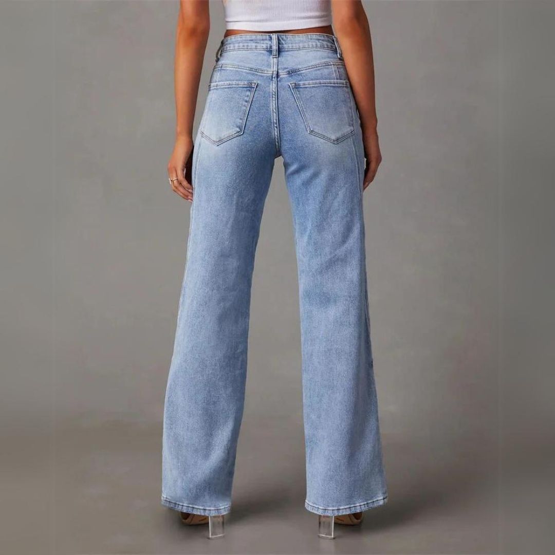 Daniela | Damen Klassische Jeans mit hoher Taille und weitem Bein