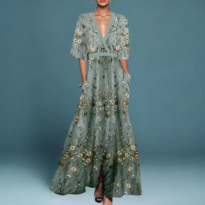 Julia | Damen Maxikleid mit Blumenmuster