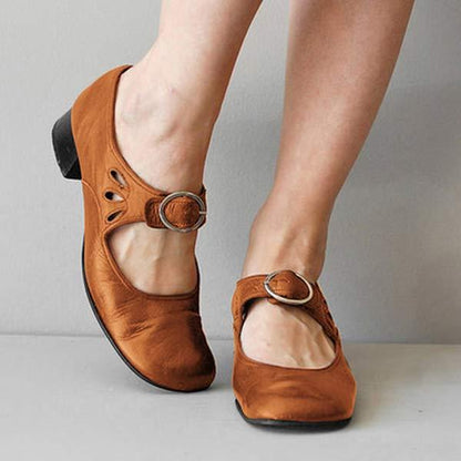 Helga | Damen-Winter-Schuhe im Vintage-Stil mit Schnallenriemen