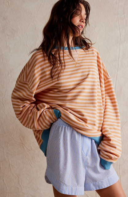 Martina | Damen Gestreifter Rundhals-Pullover für den Frühling