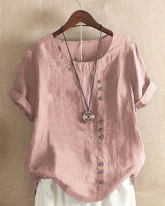 Marion | Damen Sommer Lässige Bluse mit Knopfdetail
