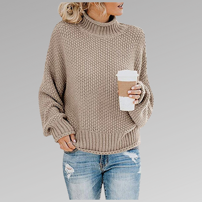 Pauline | Damen Oversize Hochgeschlossener Strickpullover
