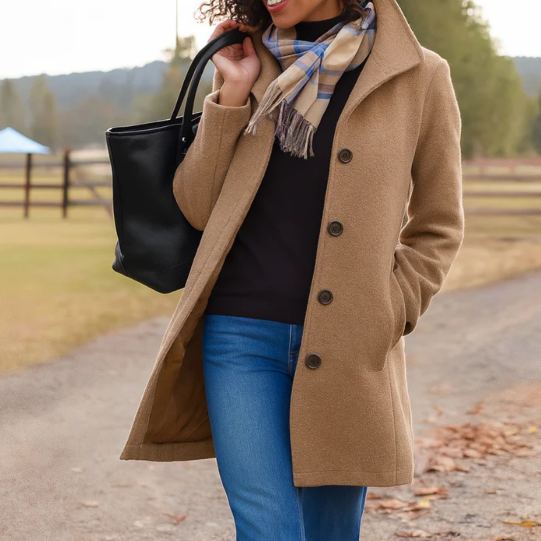 Beatrice | Damen Klassischer Mantel mit Knopfleiste vorne