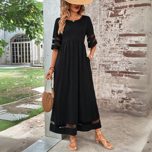 Karin | Damen Maxikleid mit Kurzarm