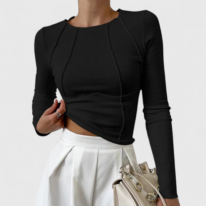 Stefanie | Damen Lässiges Langarmshirt, Enganliegend