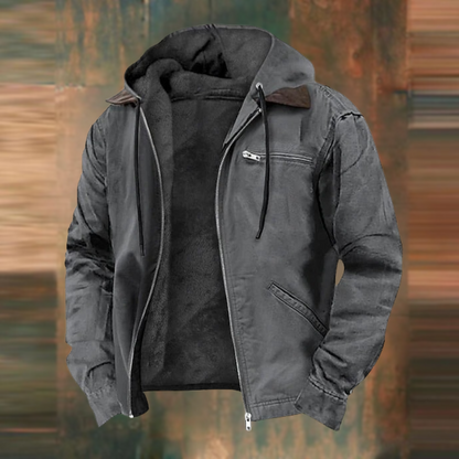 Peter | Herren Warme Winterjacke mit Kapuze und Reißverschluss