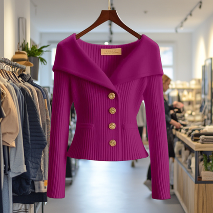 Daniela | Damen Modischer Gerippter Pullover mit Knöpfen
