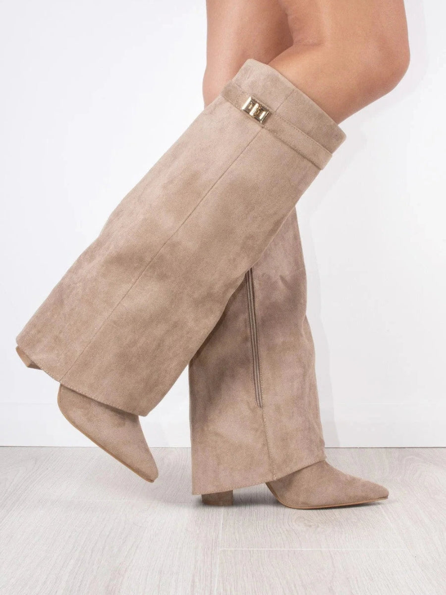Jessica | Damen Herbst Slouchy Zip-Up Kniehohe Stiefel