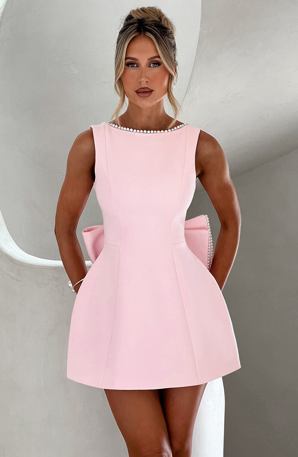 Isabella | Damen Strukturiertes Mini Kleid für Hochzeitsgäste