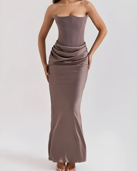 Rita | Drapiertes Maxikleid für Hochzeitsgäste Damen