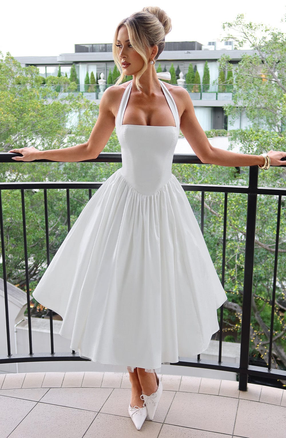 Helga | Damen Halter Midi Kleid für Hochzeitsgäste