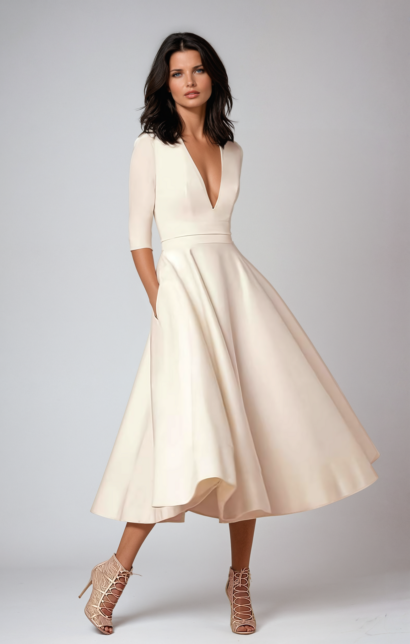 Franziska | Damen Glockenförmiges Midi Kleid für Hochzeitsgäste