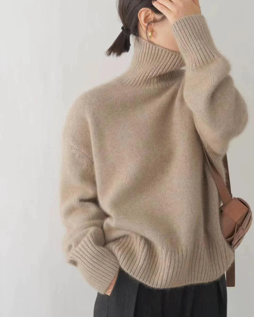 Elke | Damen Frühlings Oversize Rollkragenpullover