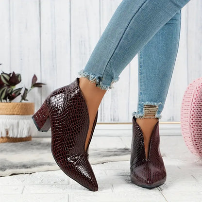 Franziska | Damen Herbst Schlangenleder High Heel Stiefel