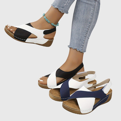 Jacqueline | Damen Lässige Peeptoe Keilabsatz-Sandalen