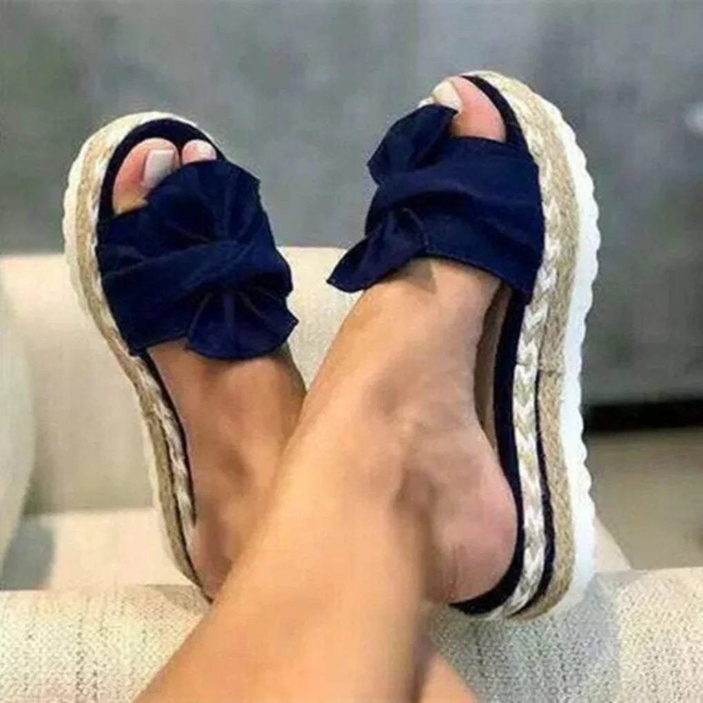 Gabriela | Damen Frühlings Slip-On Plateau-Sandalen mit Schleife