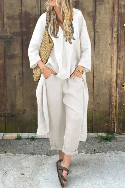 Kerstin | Damen Boho Langtop mit passender Hose Set