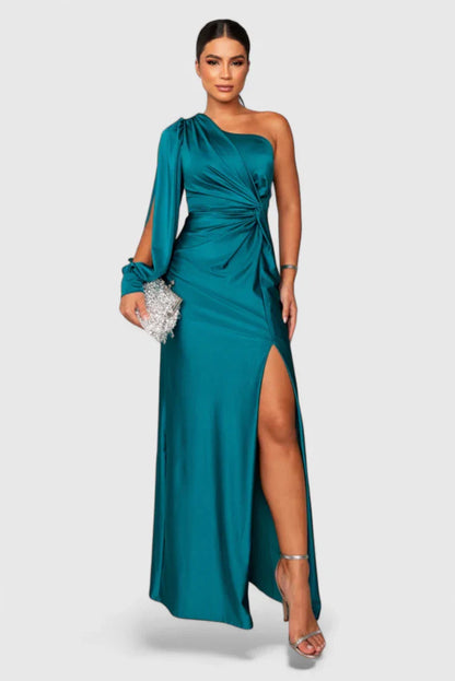 Magdalena | Damen Abendkleid mit Einer Schulter und Raffung