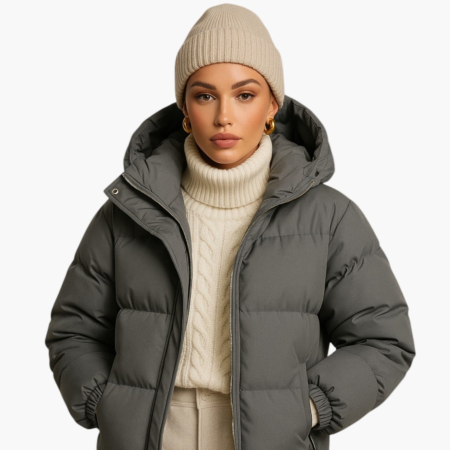 Christian | Herren Kurzer Steppmantel mit Kapuze Winterjacke