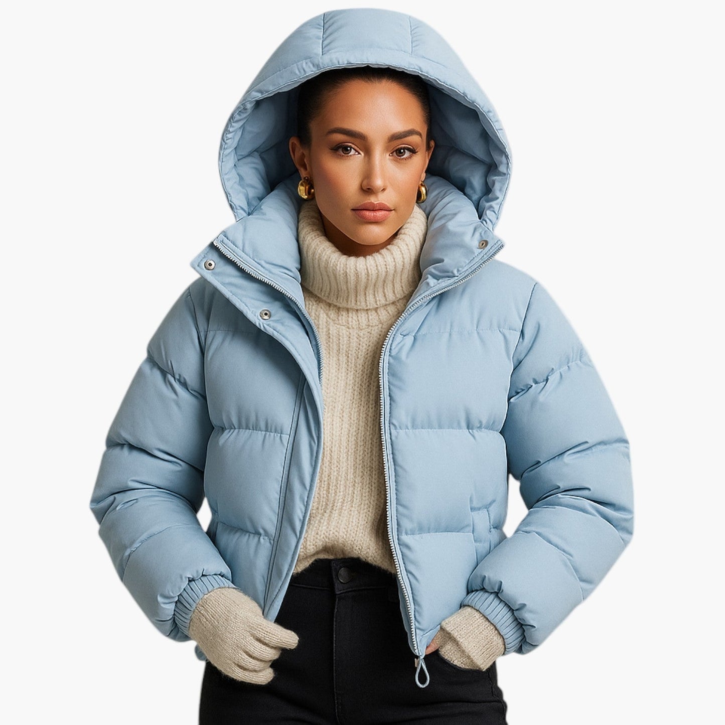 Christian | Herren Kurzer Steppmantel mit Kapuze Winterjacke