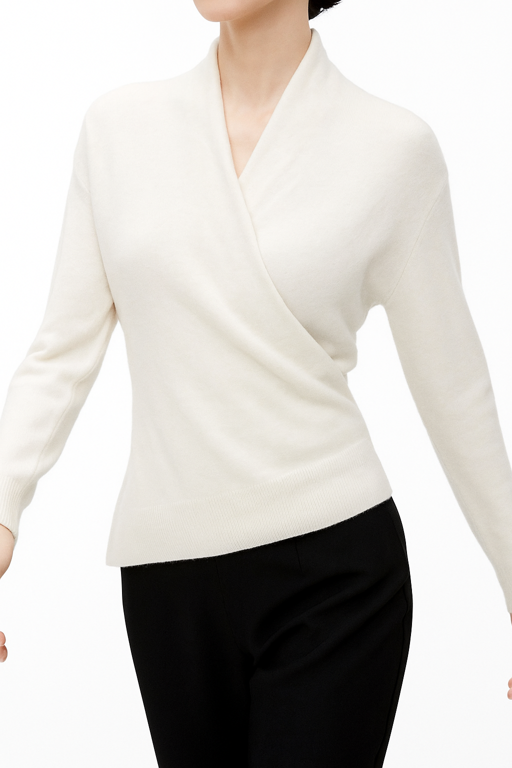 Susanne | Damen Herbst Strickpullover mit Wickel-V-Ausschnitt