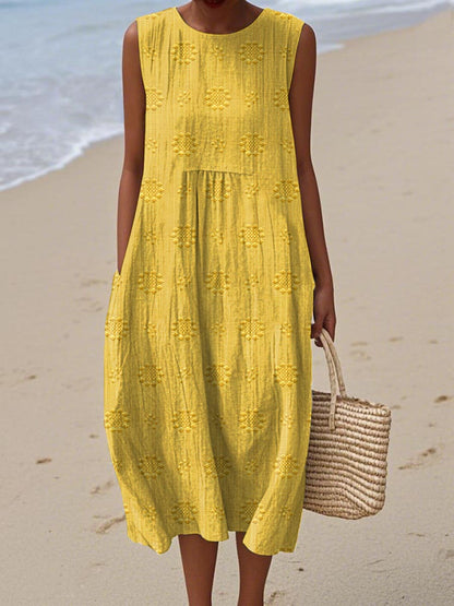 Beatrice | Damen Ärmelloses Boho-Midikleid für den Strand