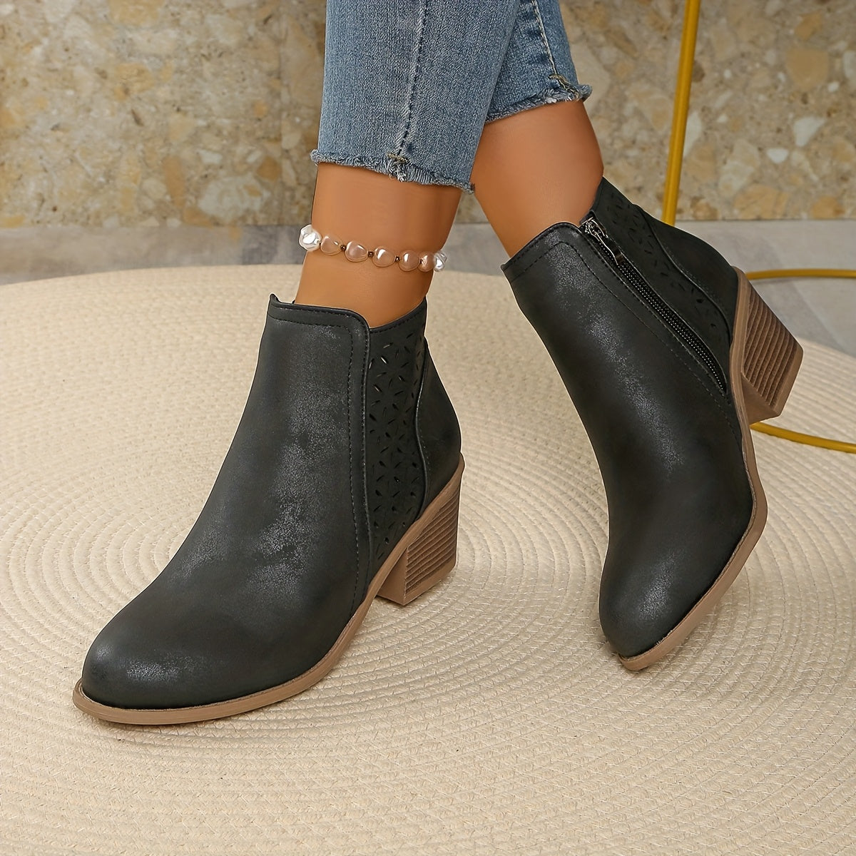 Jessica | Damen Stiefeletten zum Hineinschlüpfen mit seitlichem Reißverschluss