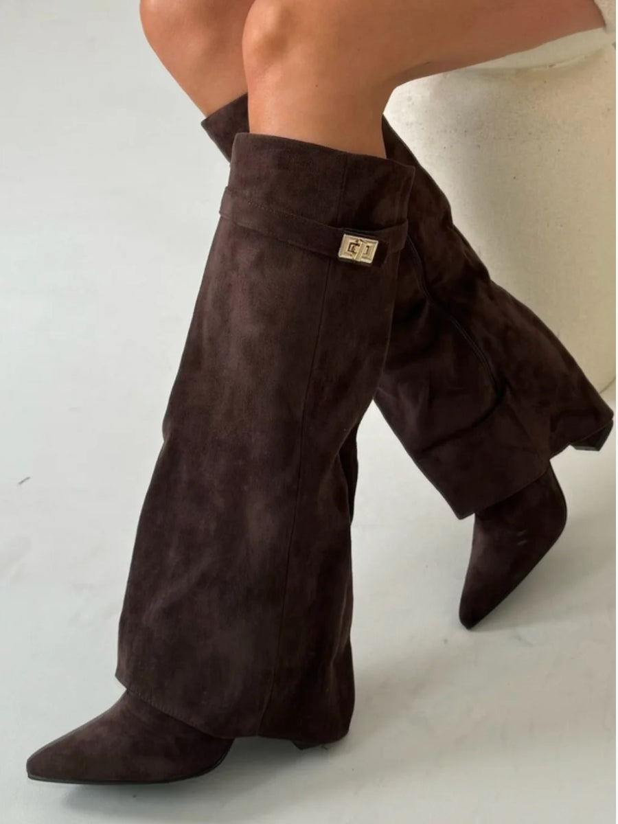 Jessica | Damen Herbst Slouchy Zip-Up Kniehohe Stiefel