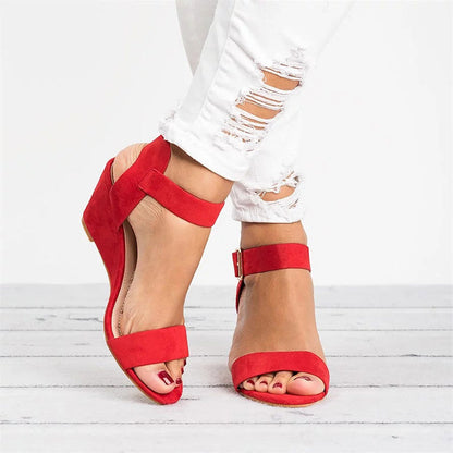 Kathrin | Damen Sandalen mit Offener Spitze, Knöchelriemen und Blockabsatz