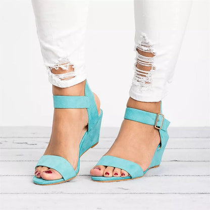 Kathrin | Damen Sandalen mit Offener Spitze, Knöchelriemen und Blockabsatz