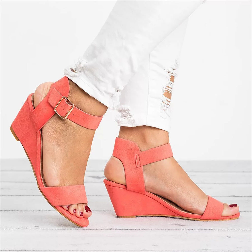 Kathrin | Damen Sandalen mit Offener Spitze, Knöchelriemen und Blockabsatz