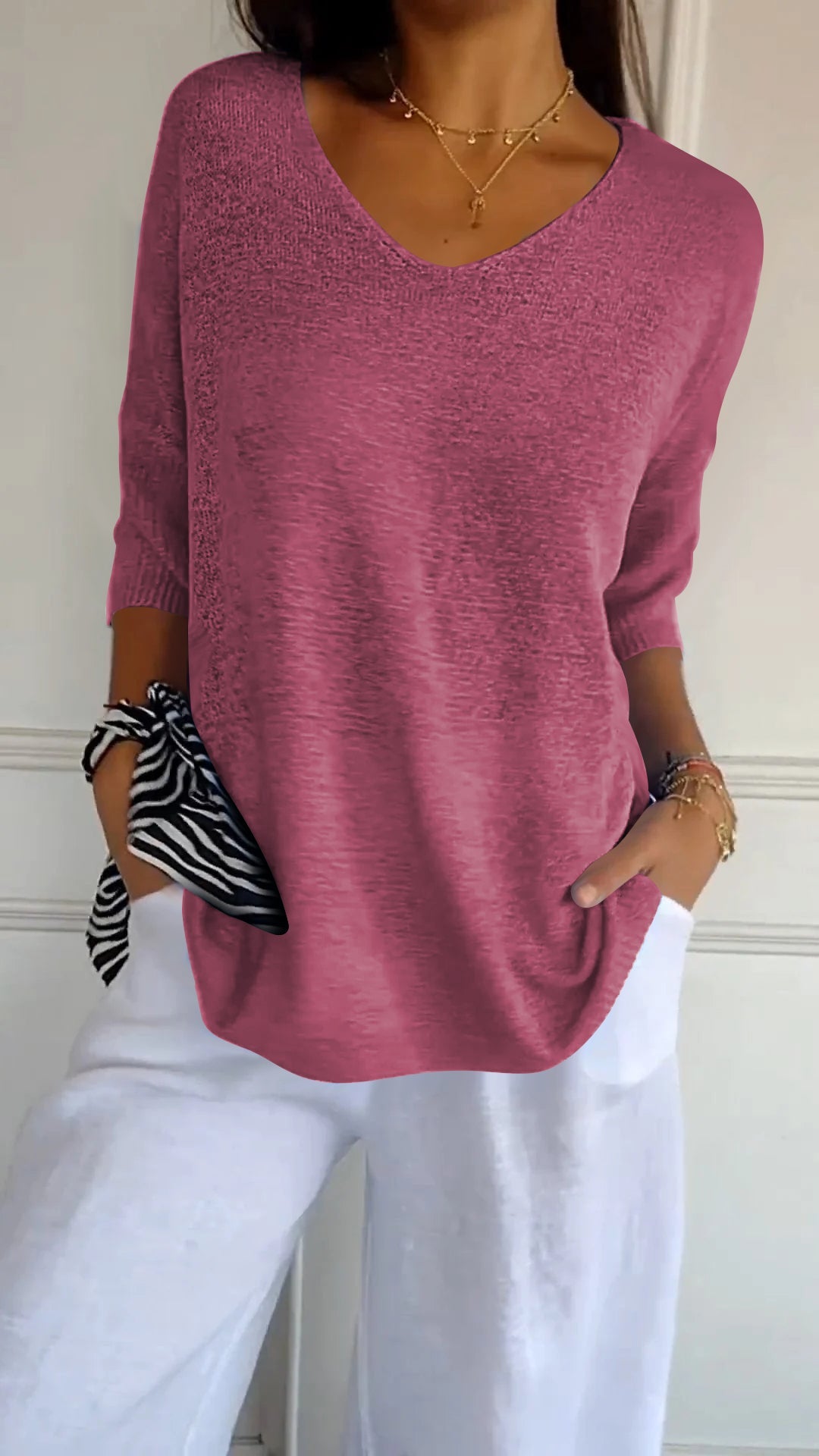 Nicole | Damen Winteroberteil mit Langarm und V-Ausschnitt