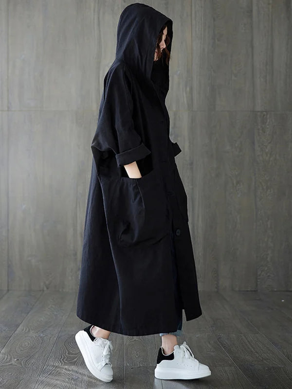 Julia | Oversized Langer Freizeitmantel mit Kapuze für Damen