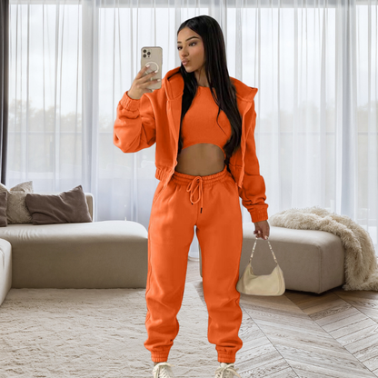Nicole | Damen Lässiges Crop-Top- und Jogginghosen-Set