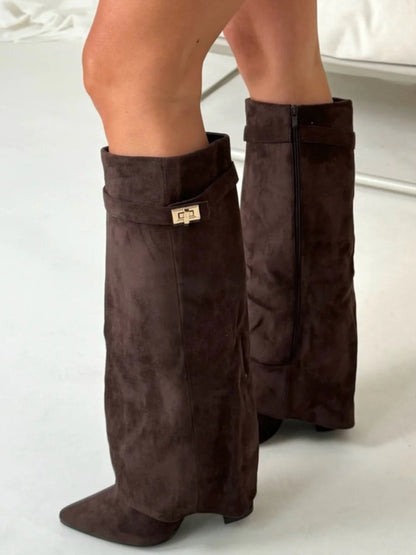 Jessica | Damen Herbst Slouchy Zip-Up Kniehohe Stiefel