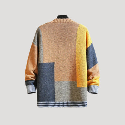 Irina | Damen Frühlings Colorblock-Strickcardigan mit Knöpfen
