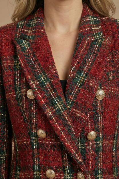 Doris | Damen Kariertes Doppelreihiges Blazerjacke